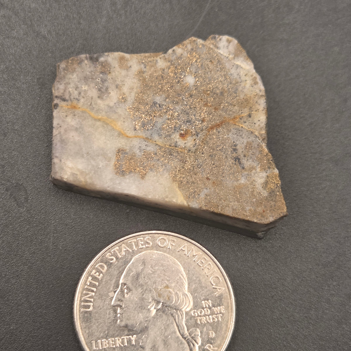 Alternate view of Native Gold in Quartz, McLaughlin Mine, California