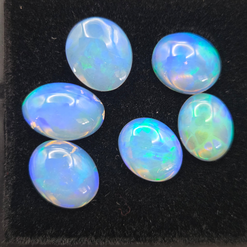 Welo Opal Cabochons 6 Piece Set, 7.60 Total Carat Weight — cabochon set
