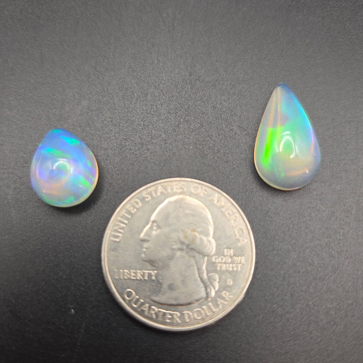 Close-up of Welo Opal Cabochons 2 Piece Set