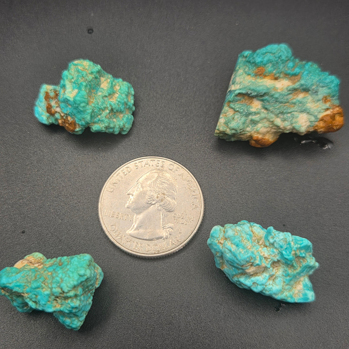 Natural Fox Turquoise 4 Piece Parcel, 22.73 grams — natural mineral specimen