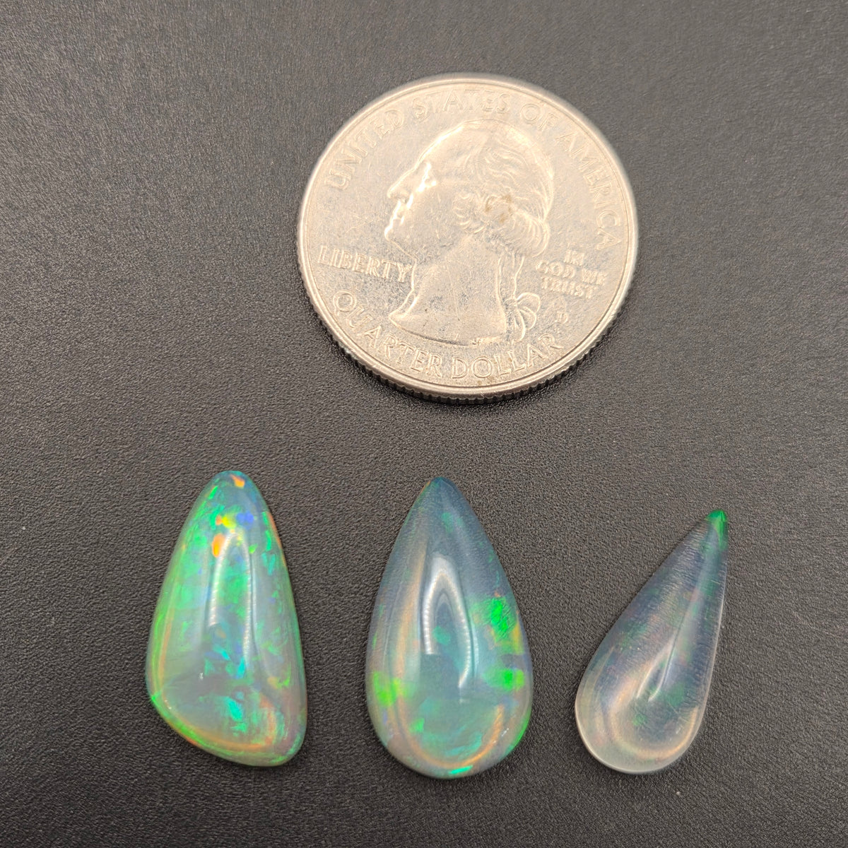 Close-up of Welo Opal Cabochons showing play-of-color
