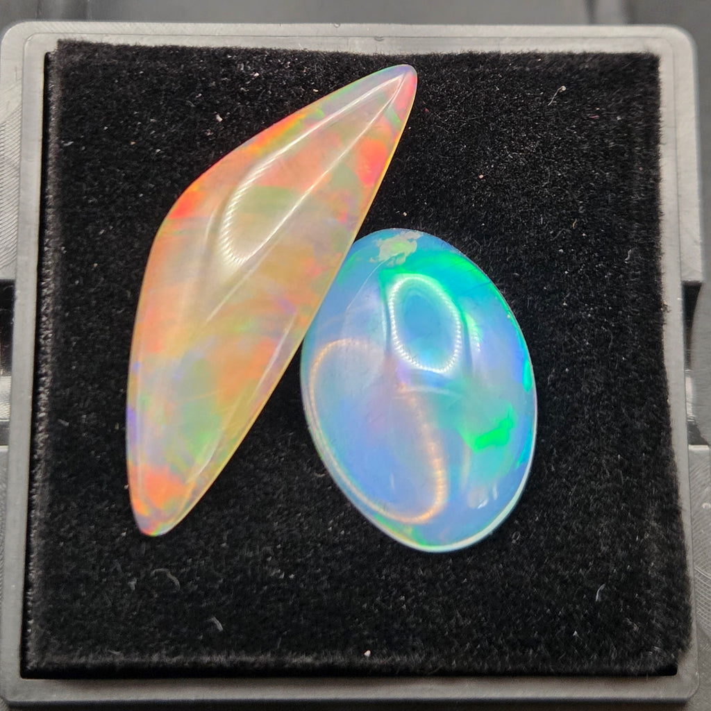 Welo Opal Cabochons 2 Piece Set, 12.80 Total Carat Weight — cabochon set