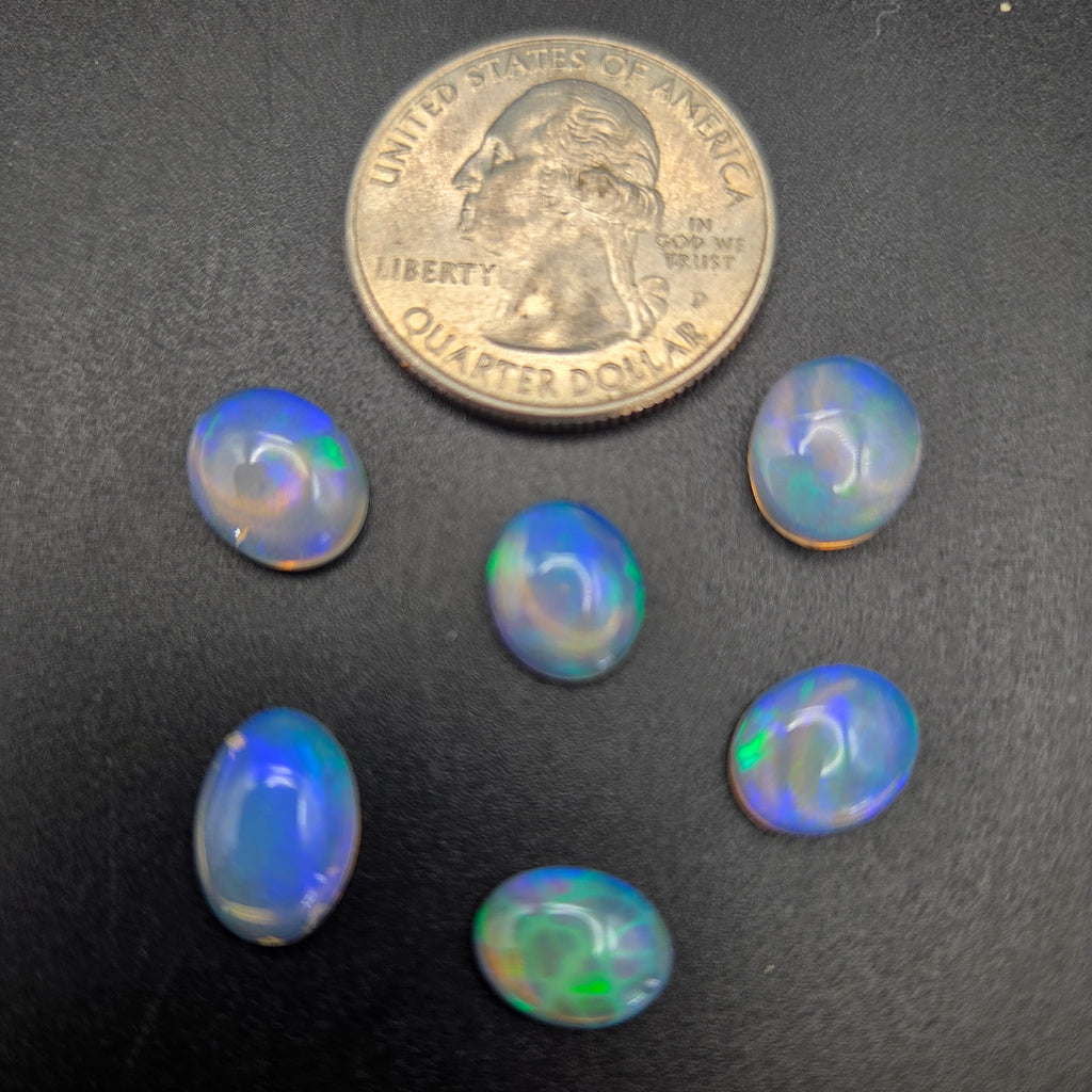 Close-up of Welo Opal Cabochons 6 Piece Set