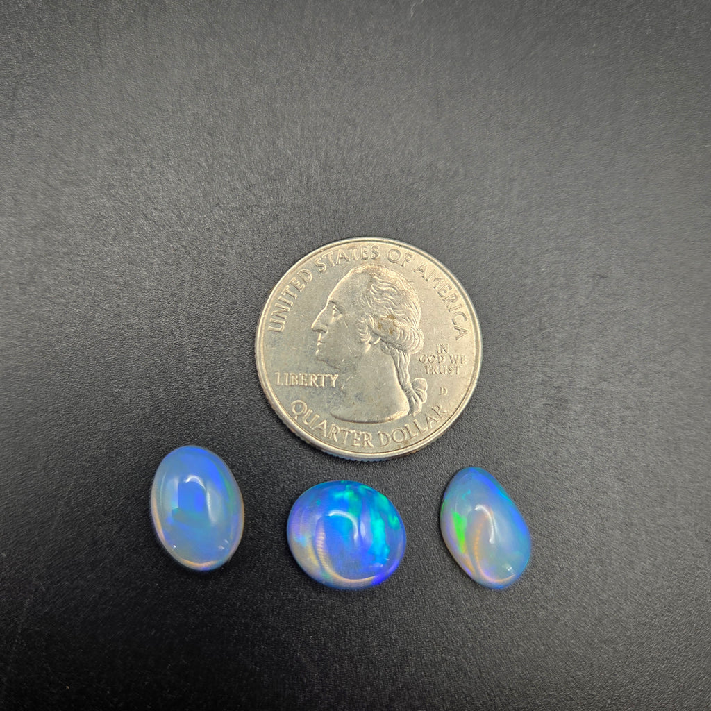 Close-up of Welo Opal Cabochons 3 Piece Set