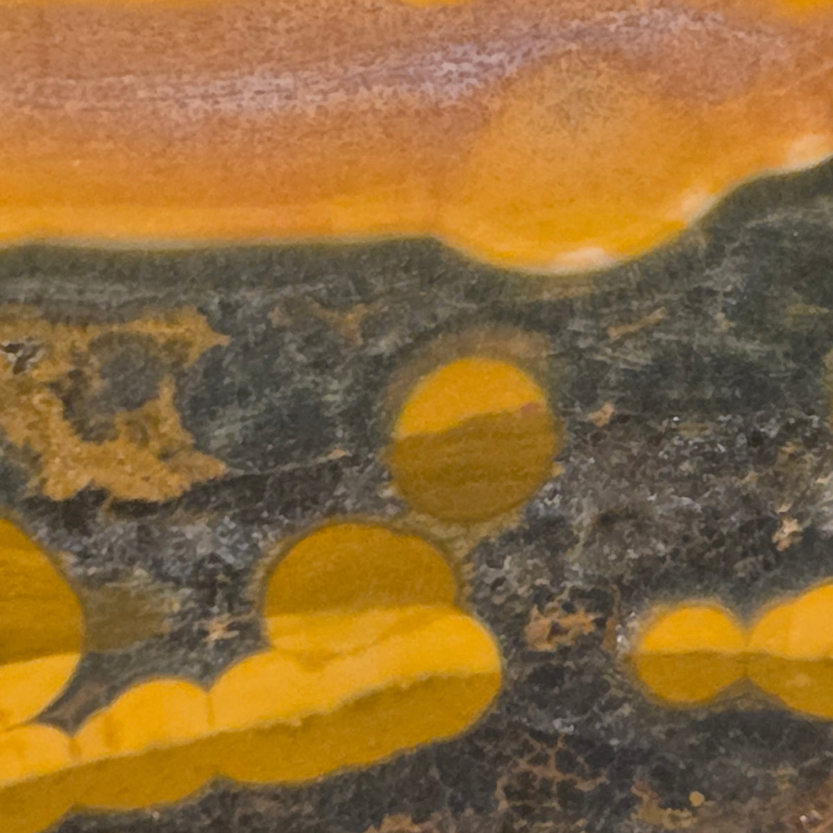 Reverse side of polished Madagascar Ocean Jasper slab