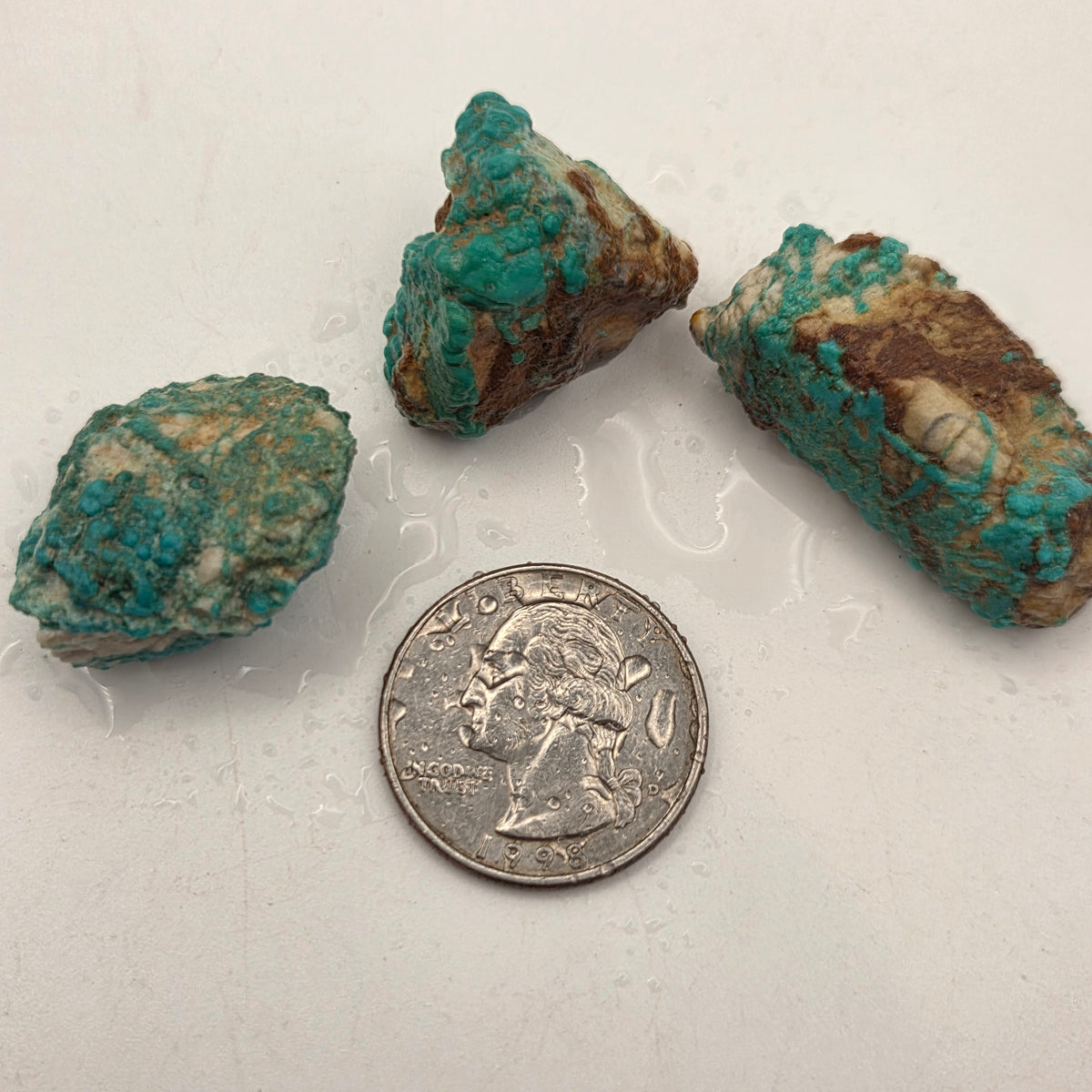 Close-up of Natural Fox Turquoise 3pcs parcel