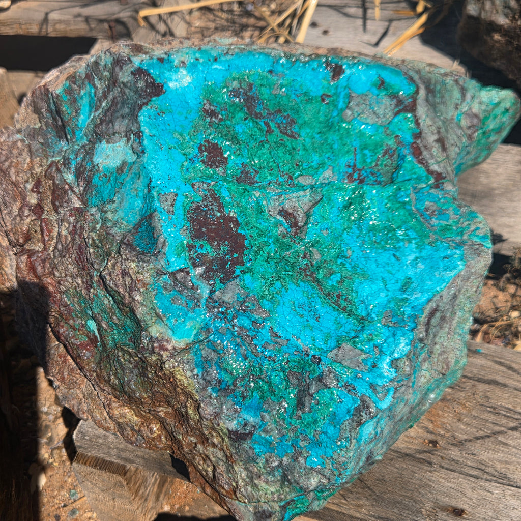 Close-up of Sonoran Chrysocolla lapidary rough