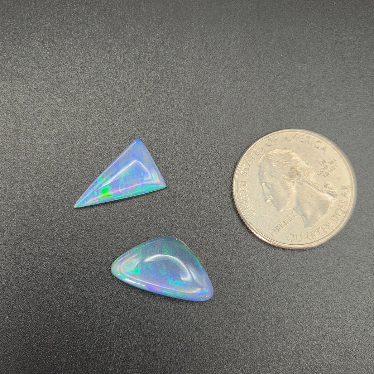 Close-up of Welo Opal Cabochons 2 Piece Set
