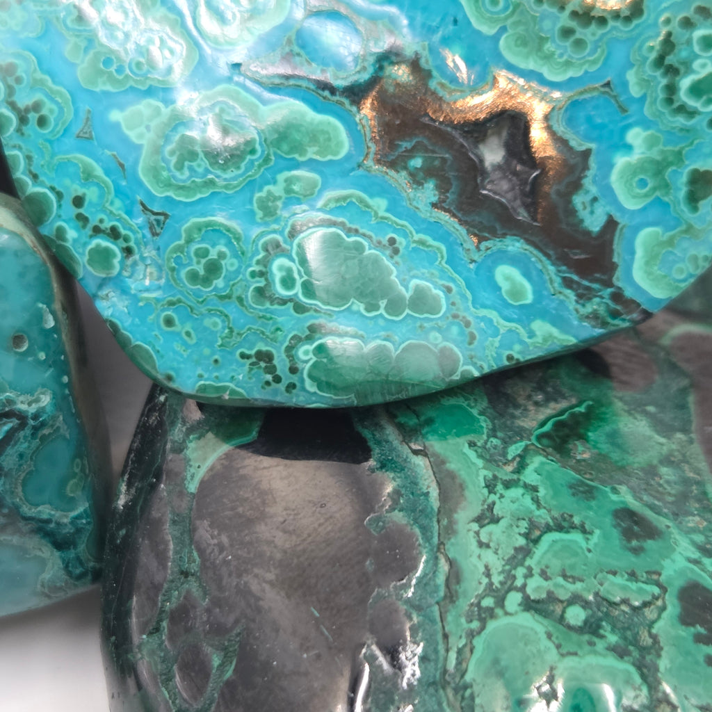 Close-up of Congolese Malachite Polished Pieces
